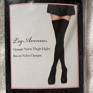 Leg Avenue Black Opaque Thigh High Stockings